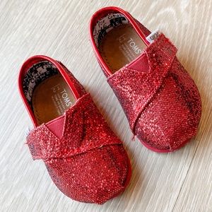 Ruby Red Glitter Toms | Toddler Toms | Size 2